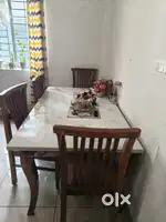 6 Seater Dining table   Solid Wood  Marble finish top