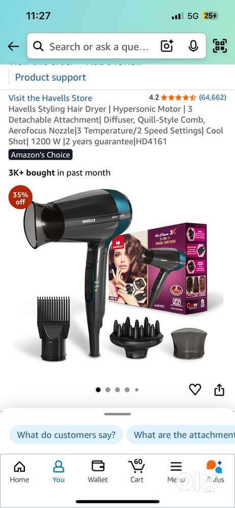 Havells hair dryer 1200w