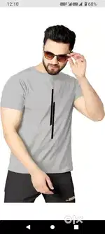 Solid Printed Men Grey T-shirt