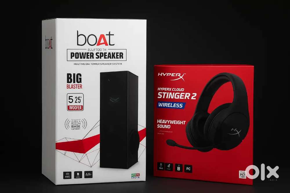 HyperX Cloud Stinger 2 Wireless + boAt Tower Speaker Combo - Like New