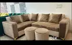 Simple and unique L shape sofa with pillows