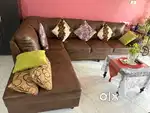 L Shape 6 seater leather sofa for sale