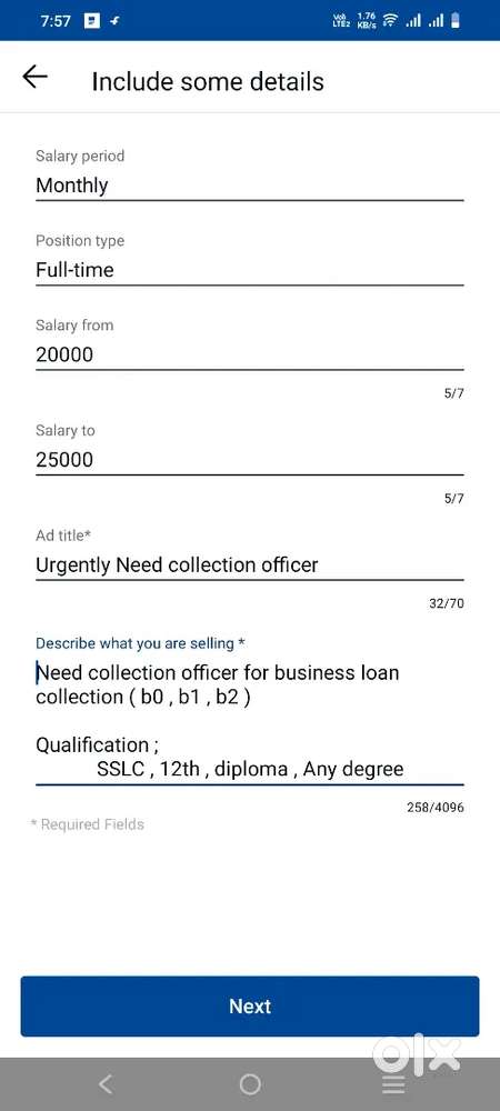 Urgently Need collection officer