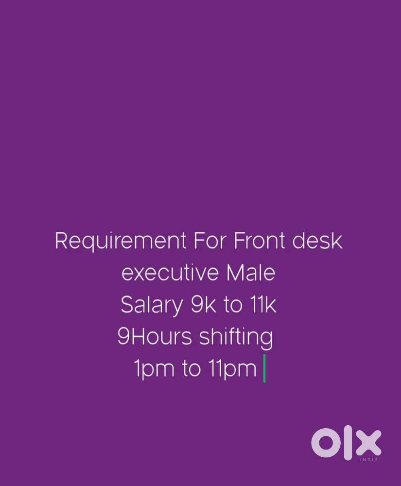 Requirements for Front  desk executive