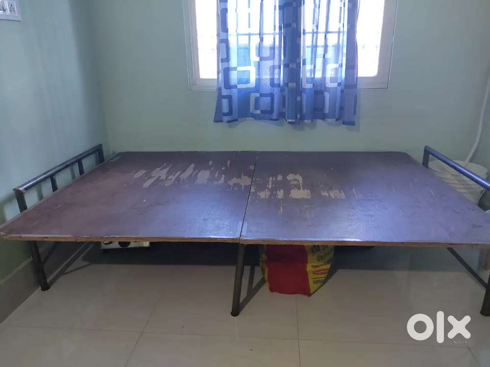 Folding bed , Wooden clothes rack, dressing table & steel almirah