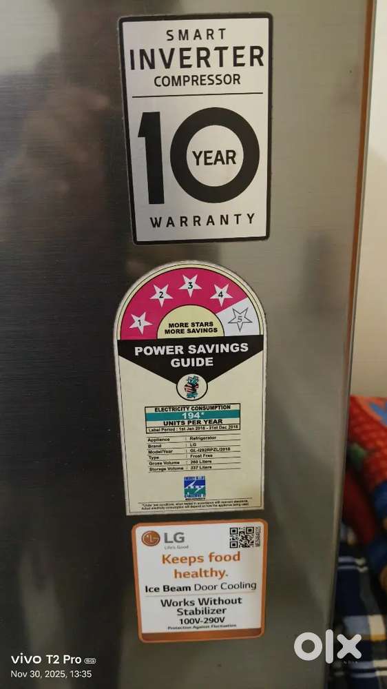 LG 260 LITERS 4 STAR FRIDGE REFRIGERATOR