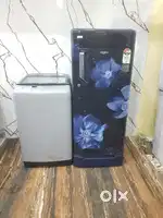 Whirlpool single door refrigerator and Samsung top load washing machin