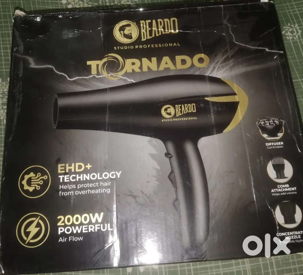 Beardo Studio Tornado Hair Dryer, 2000W, EHD+, Diffuser/Concentrator