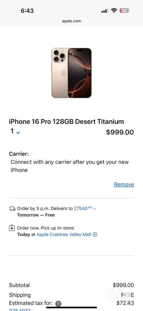Apple iPhone 16 Pro 128 GB new condition