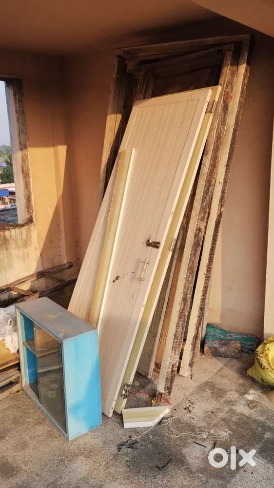 3 Door Frames (WOOD), 2 PLY & 2 PVC Doors and Cabinet (WOOD) & Pelmats