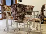 4 seater rod iron dining table in white color