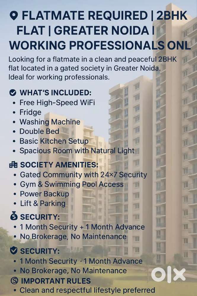 Flatmate Required  2 BHK