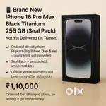 Brand New iPhone 16 Pro Max Black Titanium 256 GB (Seal Pack)