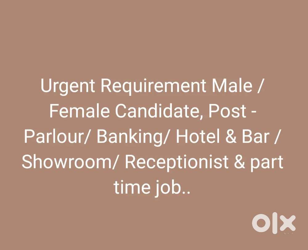 Parlour/ Hotel / Banking/ Bar Staff & Receptionist/ Showroom