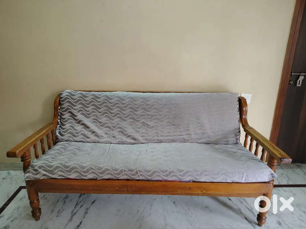 Wooden 3-Seater Sofa – Sturdy & Comfortable