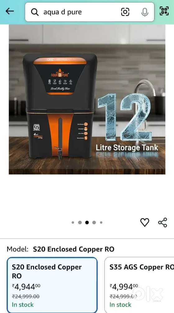 12 LTR Water Purifier RO UV UF COPPER