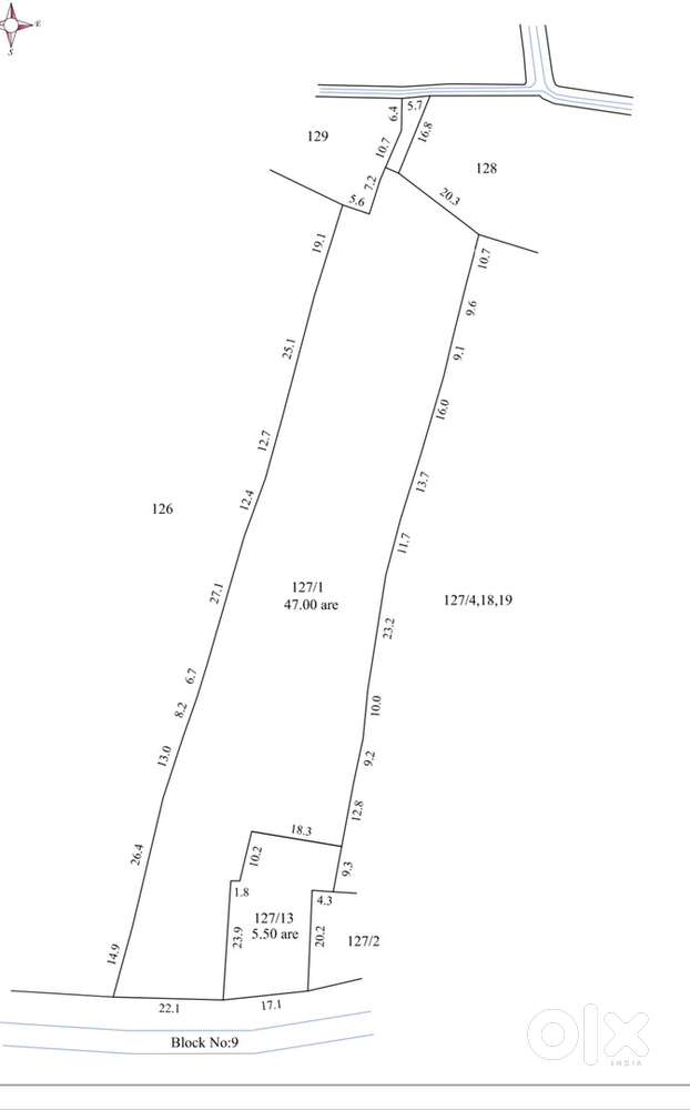 1 acr land  For sale Edachira main road side
