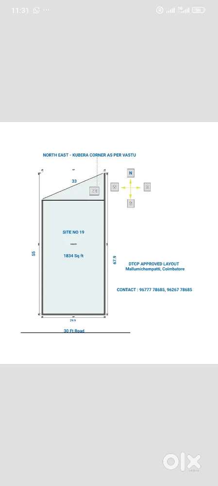 North facing site with gated community