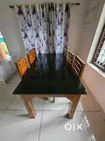 6 feet * 3 feet acacia wood dining table with 6 chairs