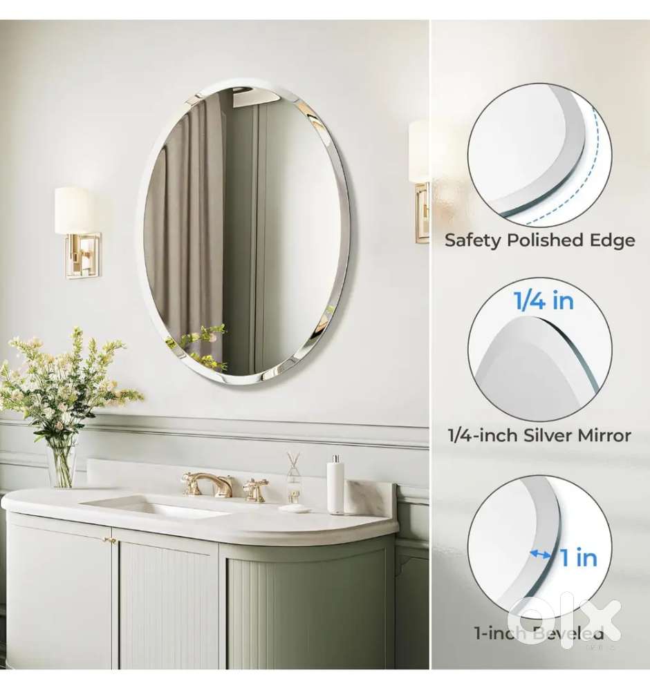 Elegant Oval Wall Mirror – 21 Inch for Home Décor