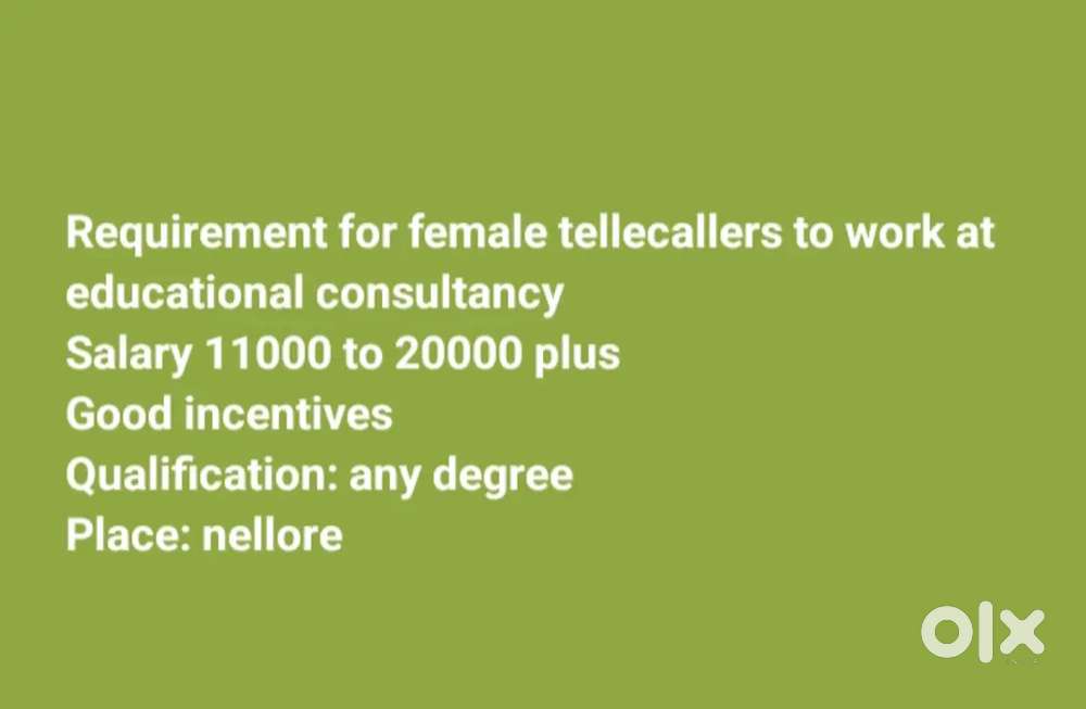 Requirement for female tellecallers to work at educational consultancy