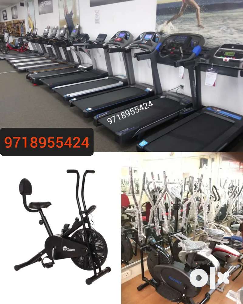 All gym equipment exercise cycle and treadmill