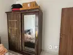wardrobe - wooden with sliding doors