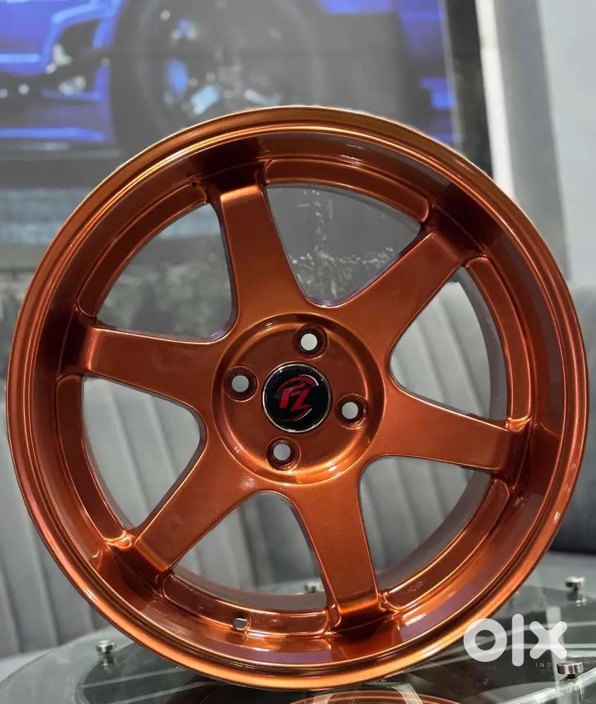 17inch 4*100pcd 8J Cosmic Orange Lip Type Alloys set of 4