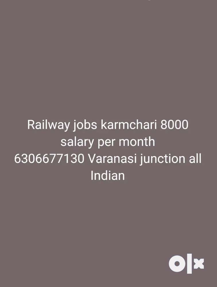 Varanasi junction railway job 8000 salary Safai karmchari all Indian