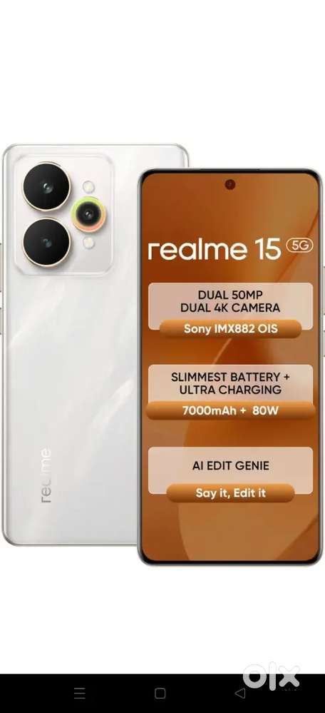 Realme 15 5g  8gb+128gb silver Bill Box&Charger below 1month old Phone