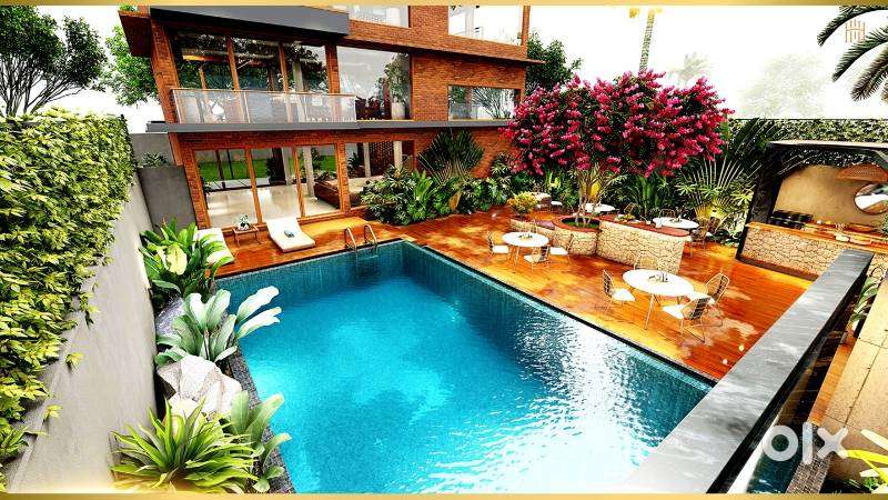 Swimming Pool and Garden - 4BHK Premium House for sale in Thrissur!