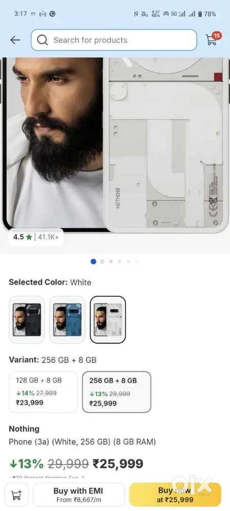 Nothing 3a white  8/256 seal pack with bill no exchange