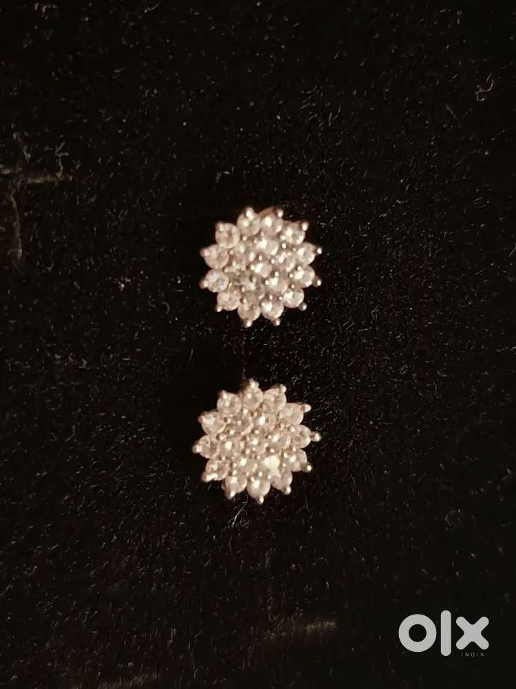 Pure Silver Earrings & Art Silk Multi Colour Saree With Stiched Blouse