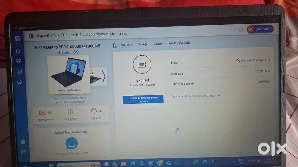 Hp 14'laptop  512 GB