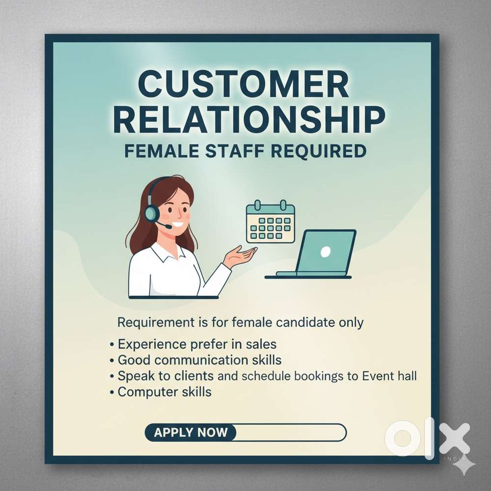 Customer relationship female staff for Convention centre in perumbavur