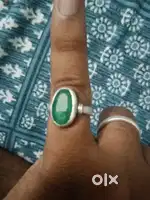 Ring  silver green stone