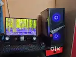 Desktop with monitor, keyboard, mouse and speaker