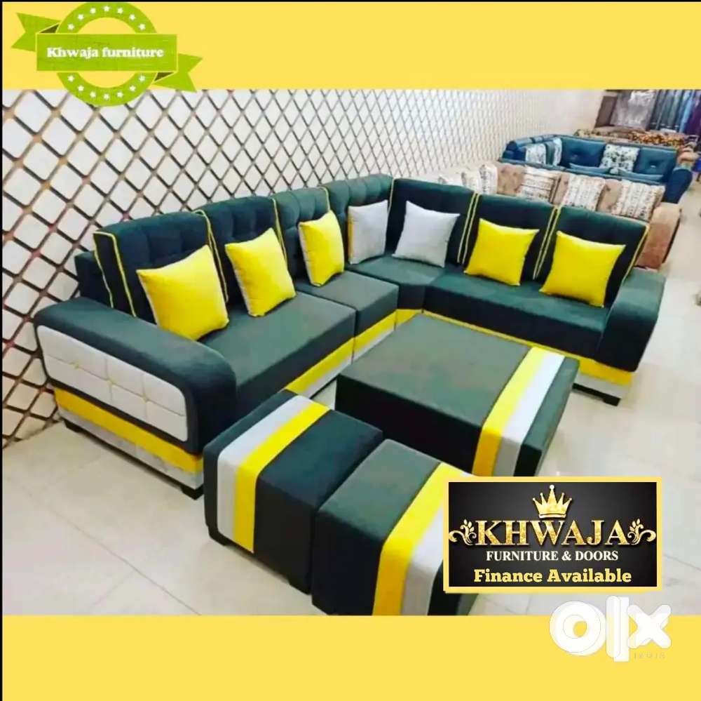 Khwaja Furniture.Big size L Cornor Sofa Set ( Bajaj finance Available)