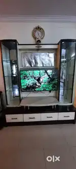 TV cabinet, one book shelf, small cupboard, glass jumbar