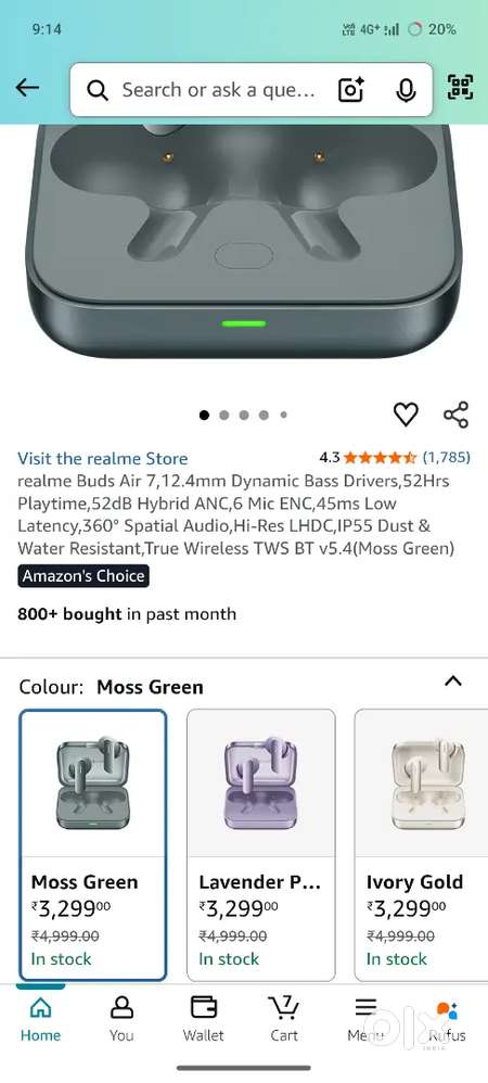 Realme buds 15 days use only gd condition noise cancellation gd bass