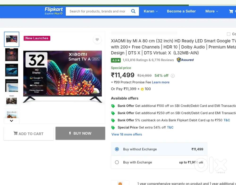 Xiaomi A Series Google TV 32* 2025(Box Pack)