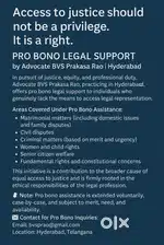 FREE LEGAL help for poor and marginalized & EWS – NO FEES.