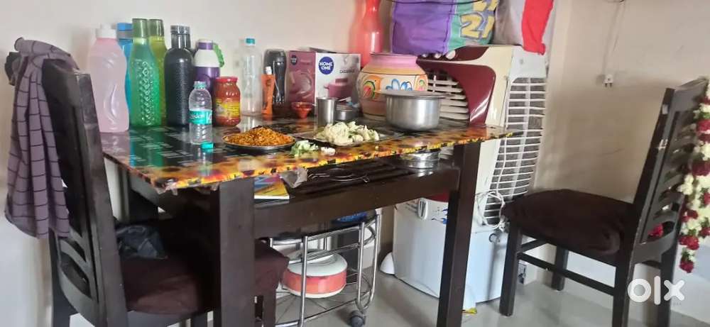 Dinning table, tea table, bed 3*6, steel capat