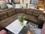 Premium Brown L-Shaped Sofa Set with table in great condition