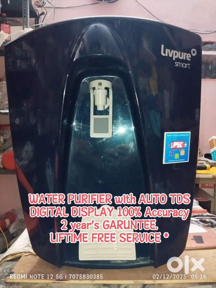 RO WATER PURIFIER WITH AUTO TDS DIGITAL DISPLAY 2 YEARS GARUNTEE