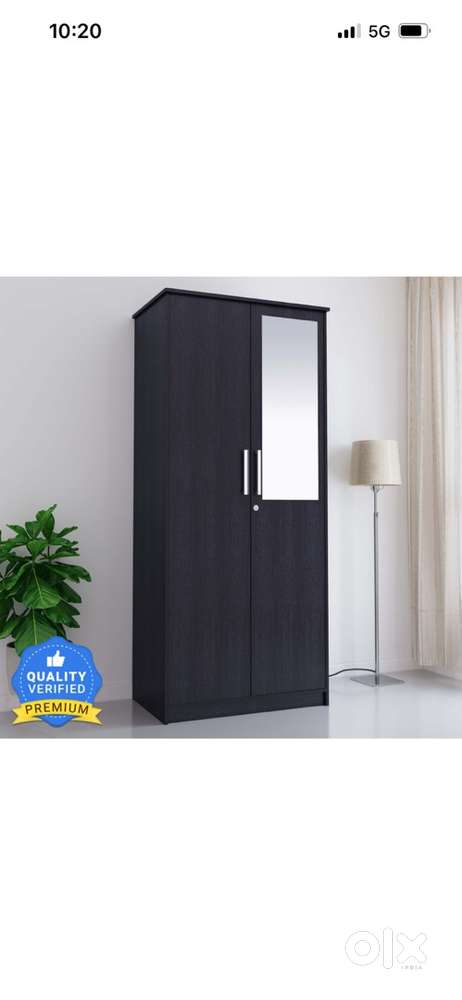 Wooden wardrobe with mirror