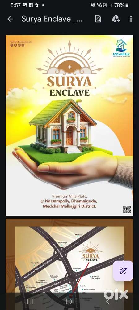 NEARBY ORR EXIT 8, VILLA OPEN PLOTS,  READY TO MOVE,  NARSAMPALLY