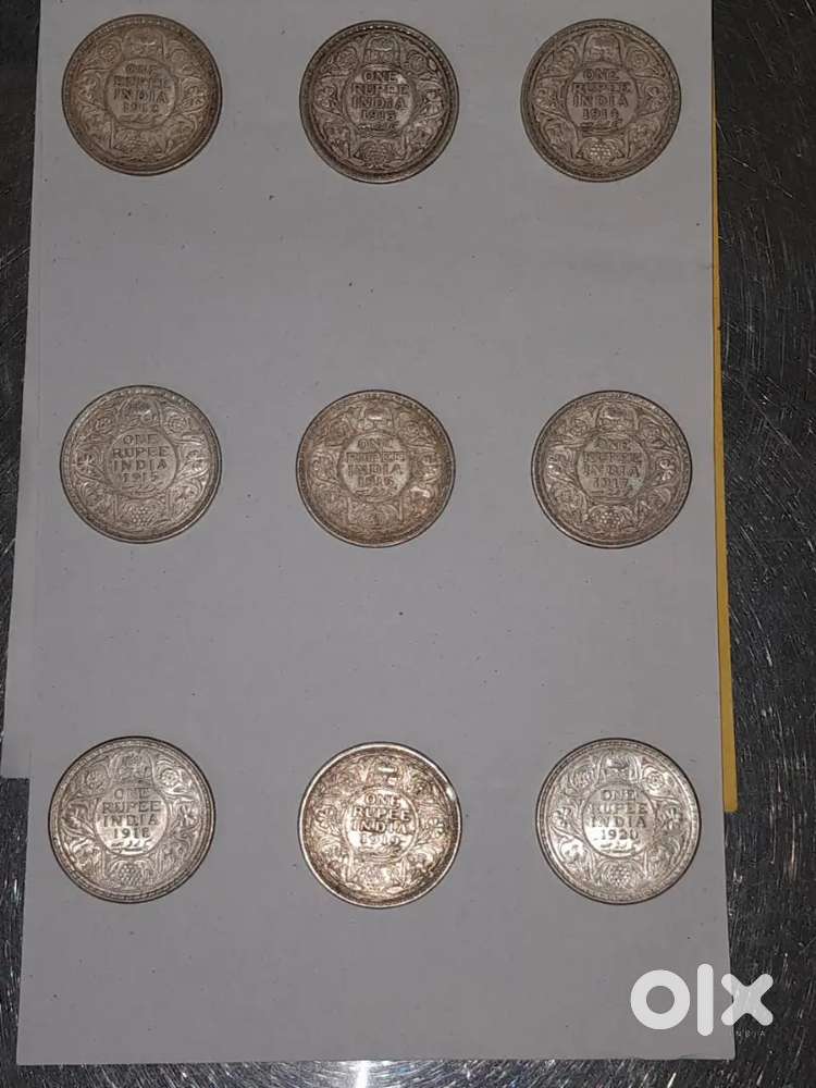 100 pieces of british India silver coins from 1912 to 1920