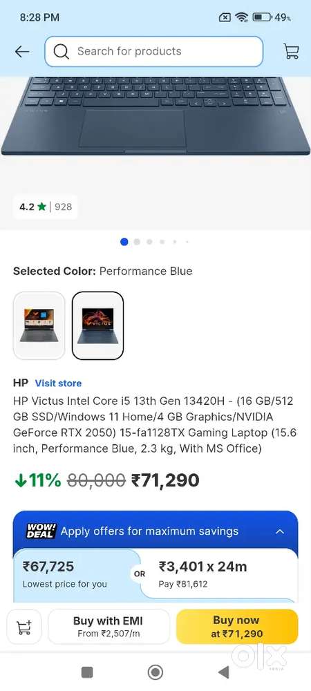 Hp victus i5 13th rtx laptop