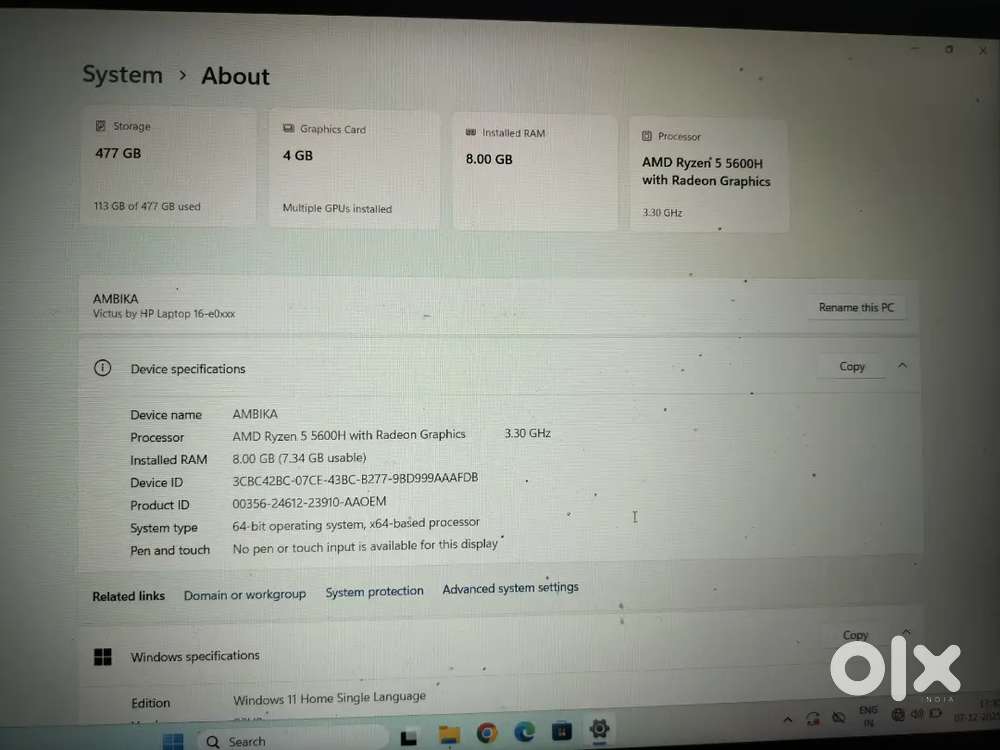 HP VICTUS AMD RYZEN 5 5600H with Radeon Graphics
